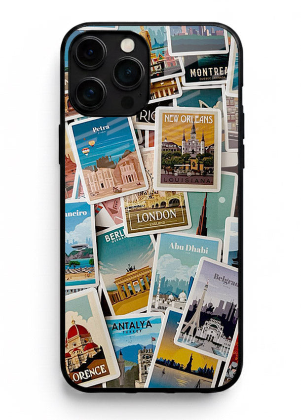 Scenic Travel Postcards artwork iphone 14 pro max glass back cover