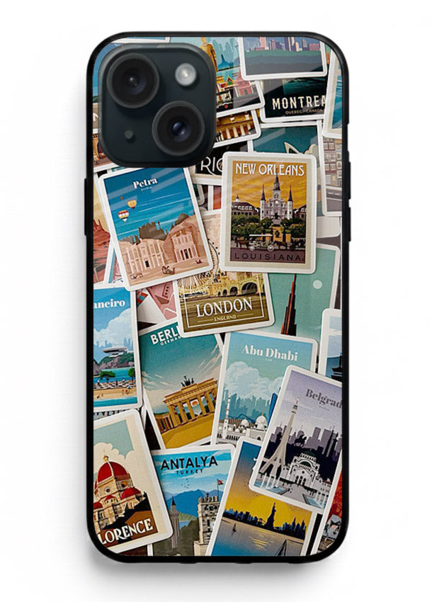 Scenic Travel Postcards artwork iphone 13 mini glass back cover