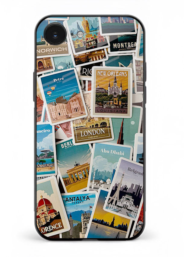 Scenic Travel Postcards artwork iphone 16e glass back cover