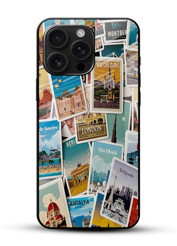 Scenic Travel Postcards artwork glossy vibrant premium glass back cover - Angle Front