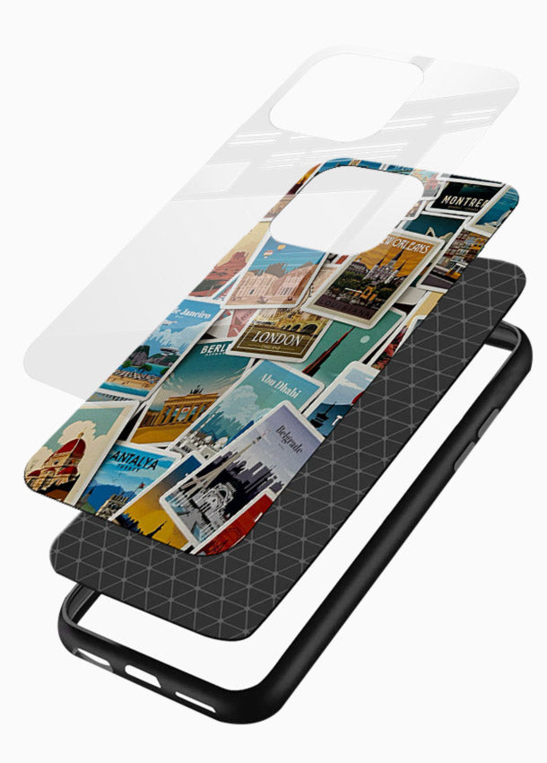 Scenic Travel Postcards artwork glossy vibrant premium glass back cover - Angle Layers