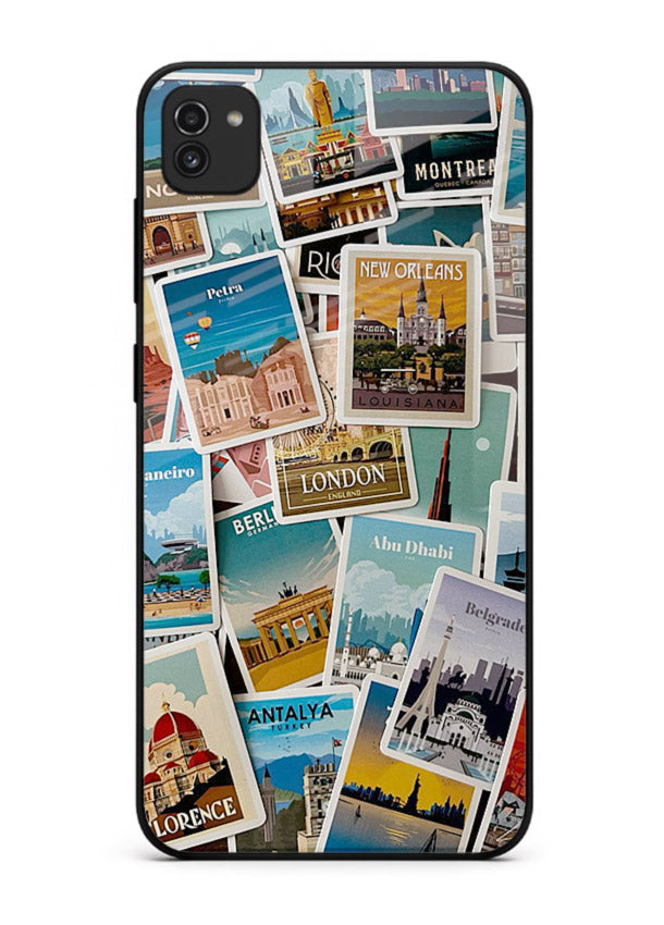 Scenic Travel Postcards artwork Samsung A03 glass back cover