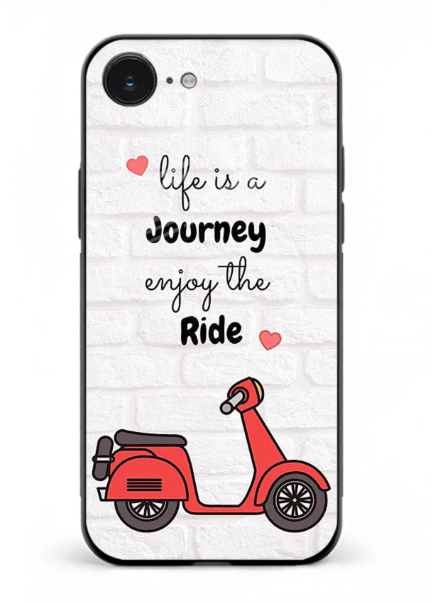 Scooter Travel Quote pastel artwork iphone 16e glass back cover