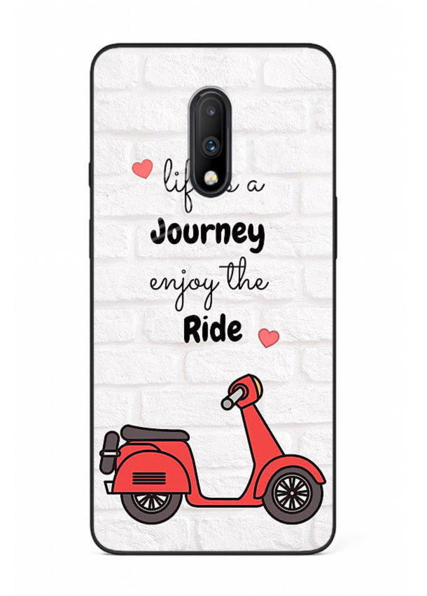 Scooter Travel Quote pastel artwork OnePlus 7 glass back cover