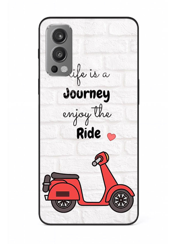 Scooter Travel Quote pastel artwork OnePlus Nord 2 glass back cover