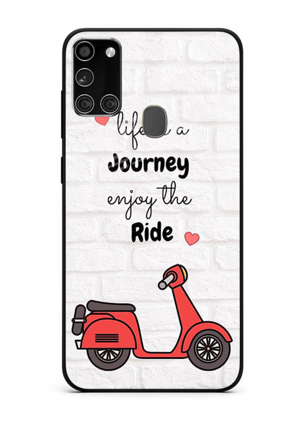 Scooter Travel Quote pastel artwork Samsung A21s glass back cover