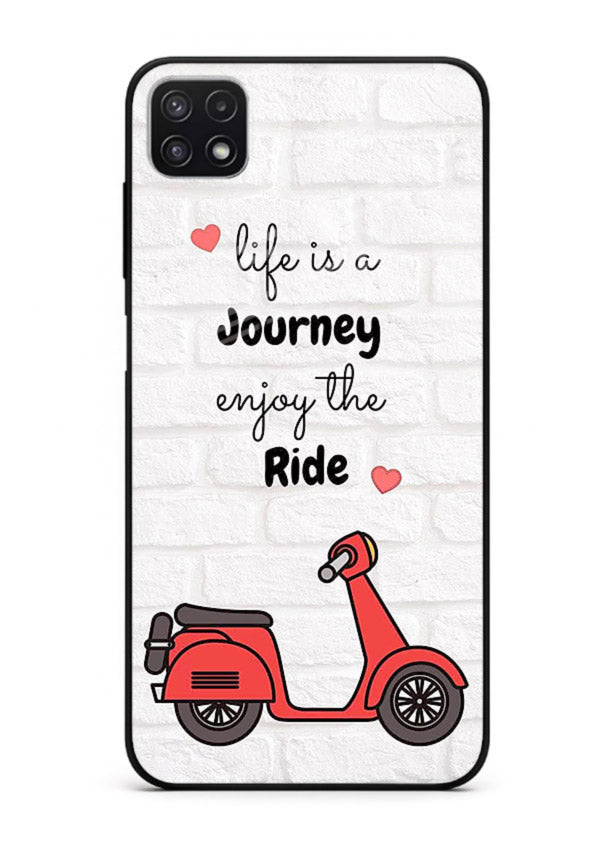 Scooter Travel Quote pastel artwork Samsung A22 5G glass back cover