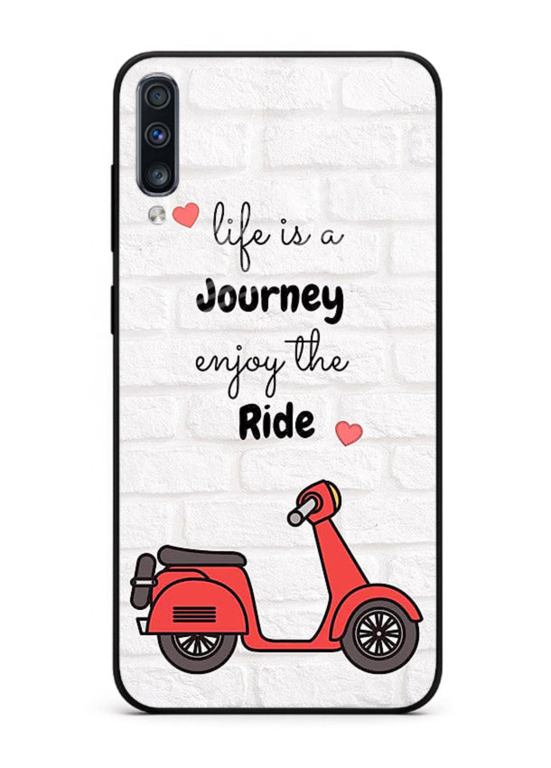 Scooter Travel Quote pastel artwork Samsung A70 glass back cover