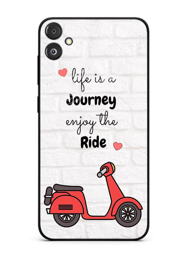 Scooter Travel Quote pastel artwork Samsung F05 5G glass back cover
