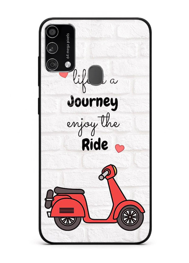 Scooter Travel Quote pastel artwork Samsung F41 glass back cover