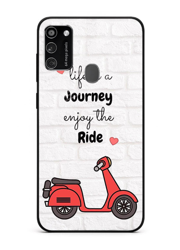 Scooter Travel Quote pastel artwork Samsung M30s glass back cover
