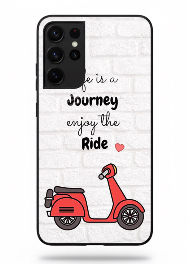 Scooter Travel Quote pastel artwork Samsung S21 Ultra glass back cover