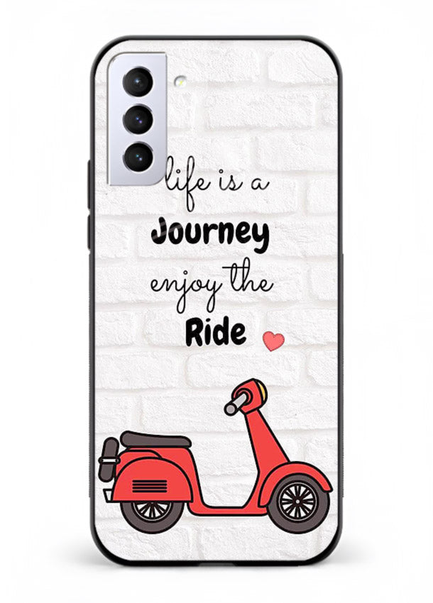 Scooter Travel Quote pastel artwork Samsung S21 Plus glass back cover