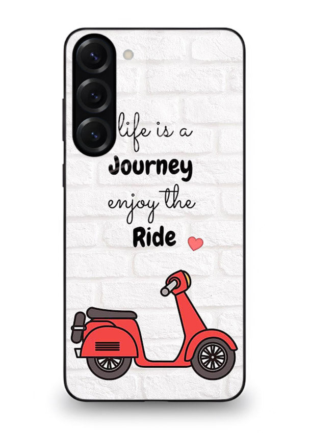 Scooter Travel Quote pastel artwork Samsung S23 Plus glass back cover