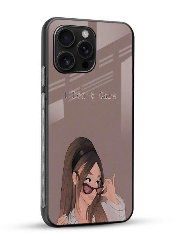 Shades Girl Pose stylish portrait glossy vibrant premium glass back cover - Angle Side