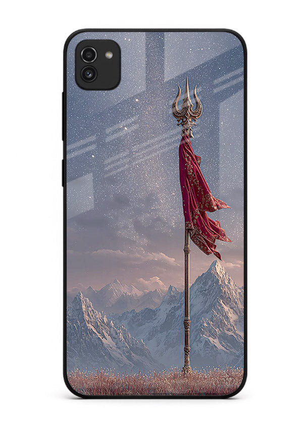 Shiva mountain trishul powerful theme Samsung A03 glass bold devotional case