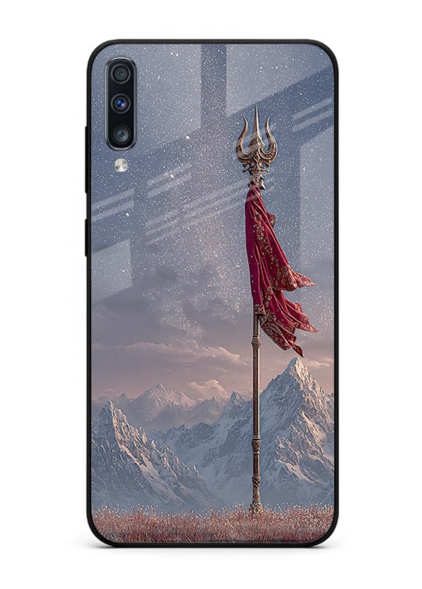 Shiva mountain trishul powerful theme Samsung A70 glass bold devotional case
