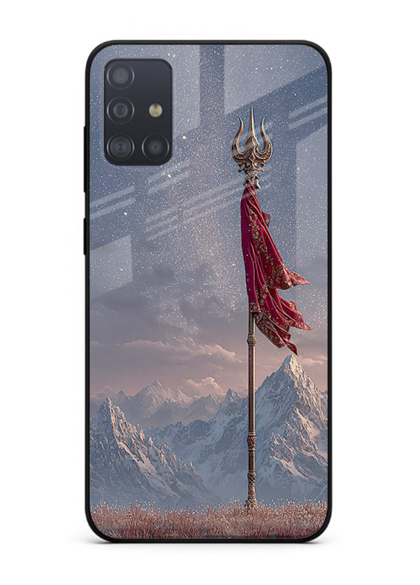 Shiva mountain trishul powerful theme Samsung A51 glass bold devotional case