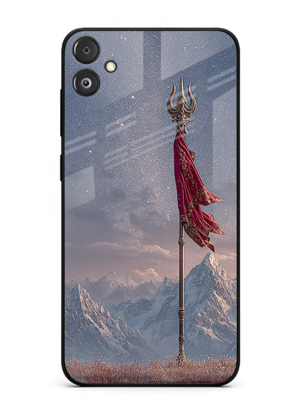 Shiva mountain trishul powerful theme Samsung F05 5G glass bold devotional case