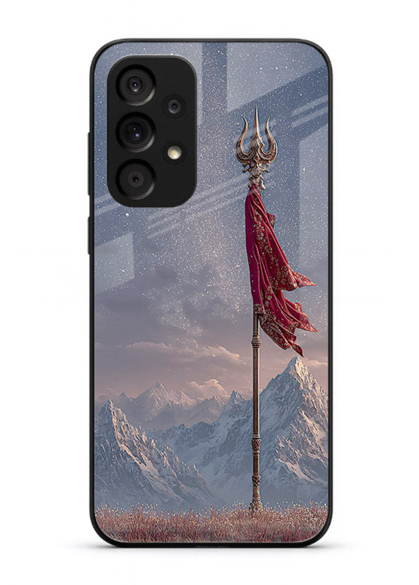 Shiva mountain trishul powerful theme Samsung A73 5G glass bold devotional case