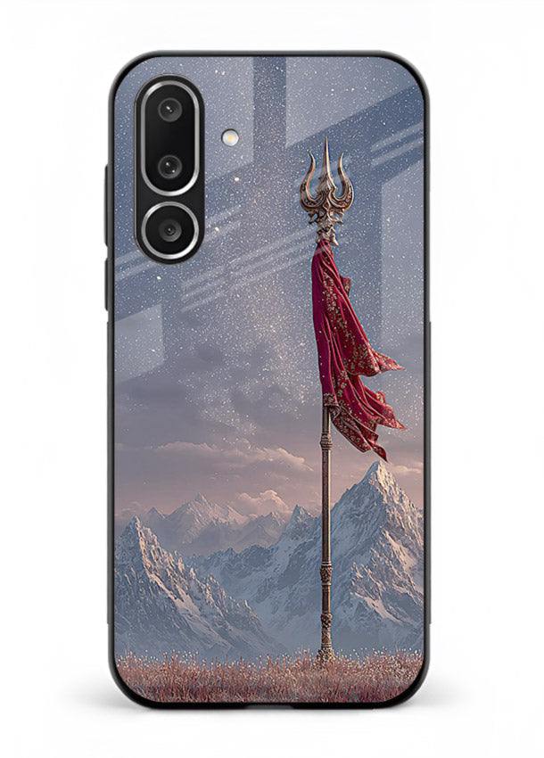 Shiva mountain trishul powerful theme Samsung M56 5G glass bold devotional case