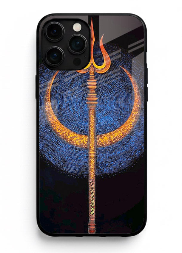 Neon trishul glowing cosmic art iphone 11 pro max spiritual modern glass cover