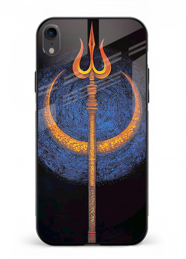 Neon trishul glowing cosmic art iphone xr spiritual modern glass cover