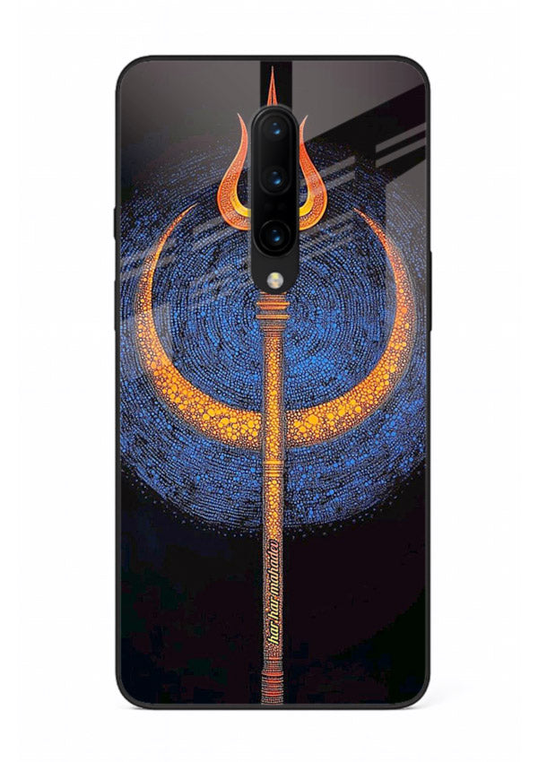 Neon trishul glowing cosmic art OnePlus 7 Pro spiritual modern glass cover