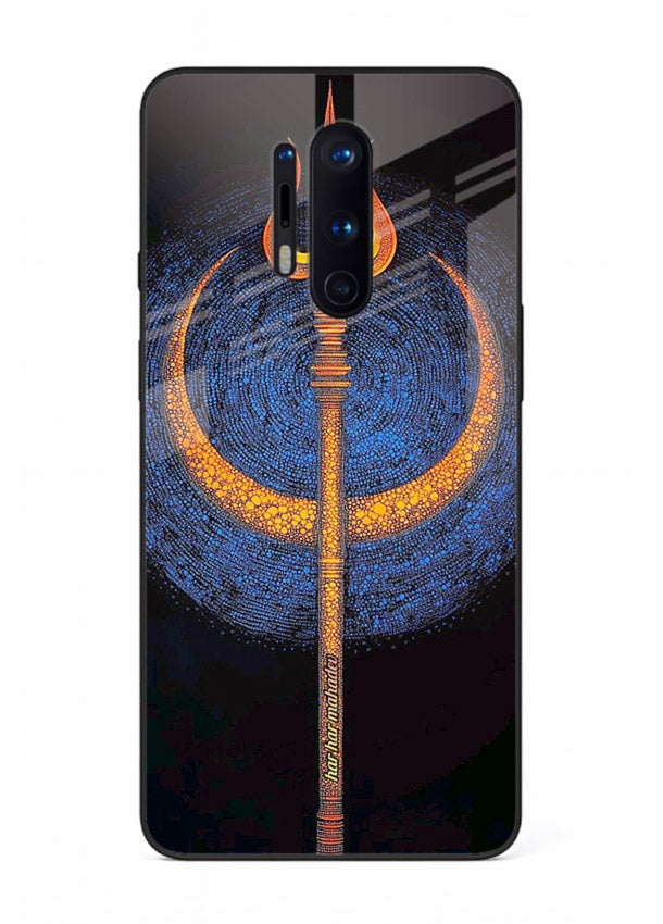 Neon trishul glowing cosmic art OnePlus 8 Pro spiritual modern glass cover