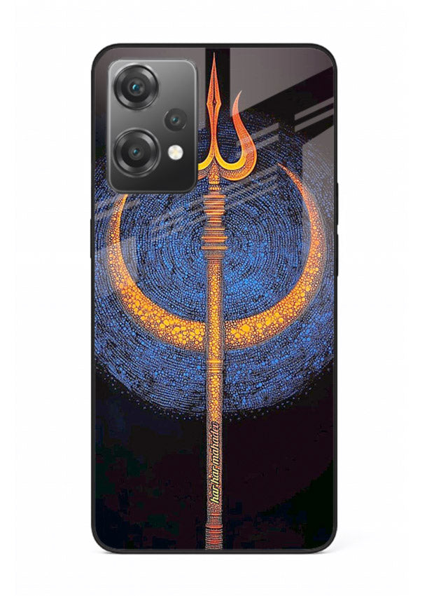 Neon trishul glowing cosmic art OnePlus Nord CE2 Lite 5G spiritual modern glass cover