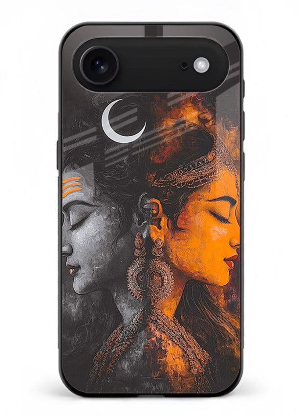 Shiva Parvati moon artwork iphone 17 air glass back cover