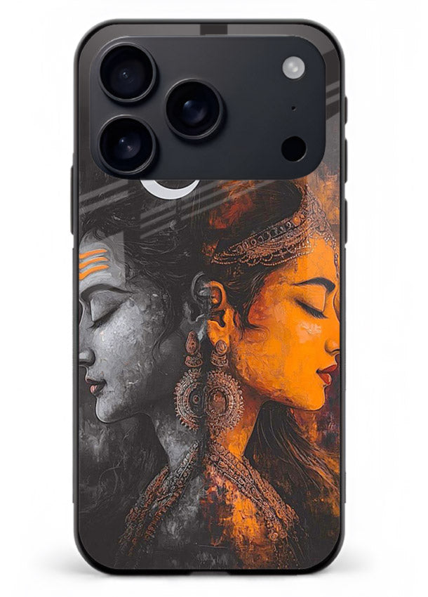 Shiva Parvati moon artwork iphone 18 pro max glass back cover