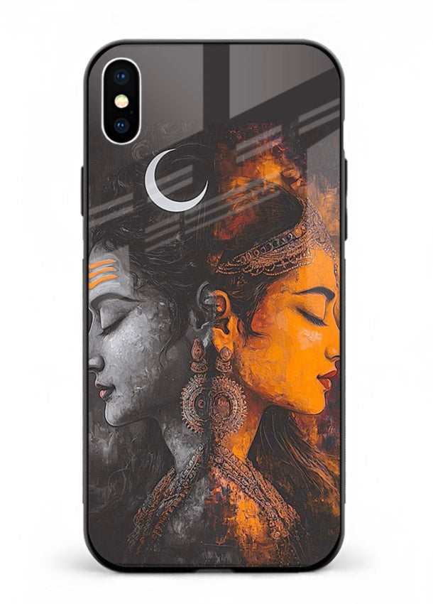 Shiva Parvati moon artwork iphone xs max glass back cover