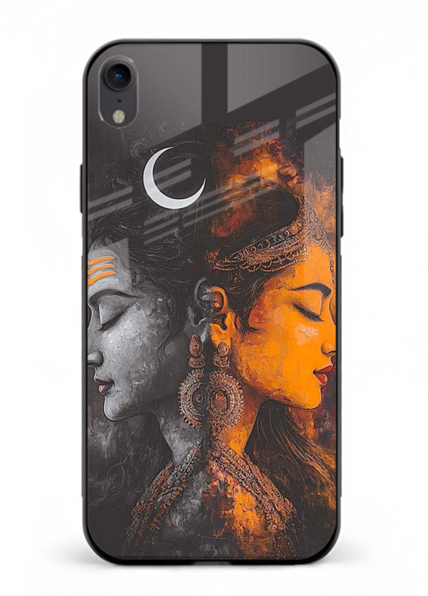 Shiva Parvati moon artwork iphone xr glass back cover