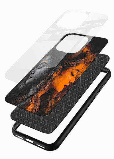 Shiva Parvati moon artwork glossy vibrant premium glass back cover - Angle Layers