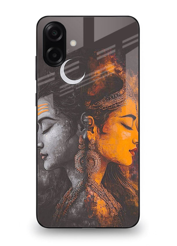 Shiva Parvati moon artwork Samsung A06 5G glass back cover