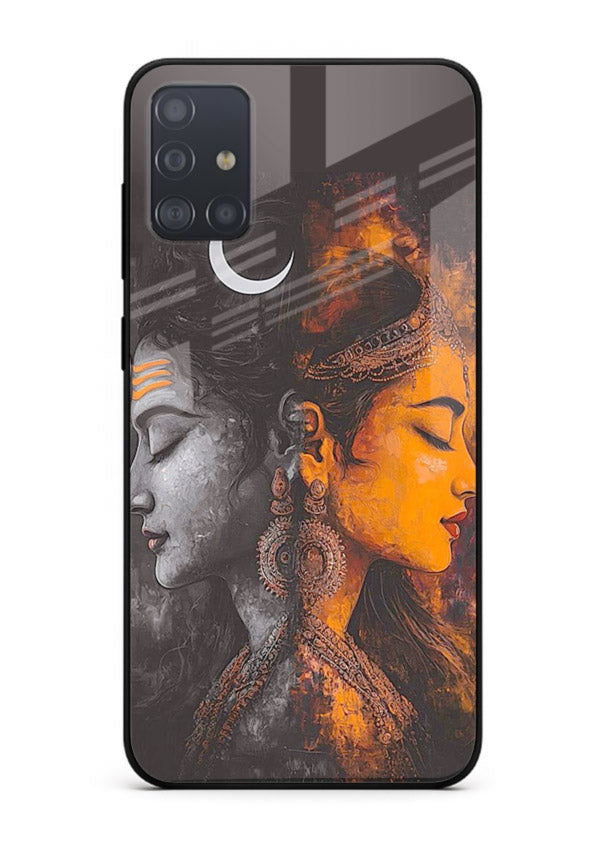 Shiva Parvati moon artwork Samsung A71 glass back cover