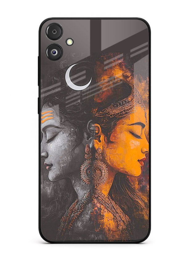 Shiva Parvati moon artwork Samsung F04 5G glass back cover