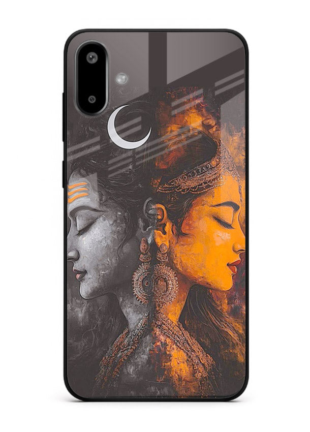 Shiva Parvati moon artwork Samsung F06 5G glass back cover