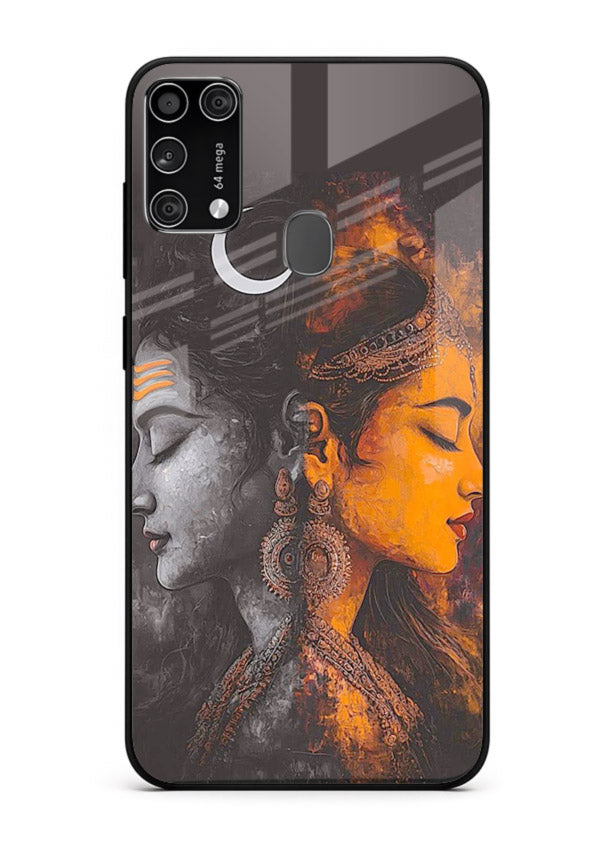 Shiva Parvati moon artwork Samsung M31 Prime glass back cover