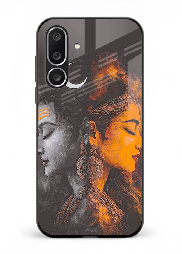 Shiva Parvati moon artwork Samsung F56 5G glass back cover