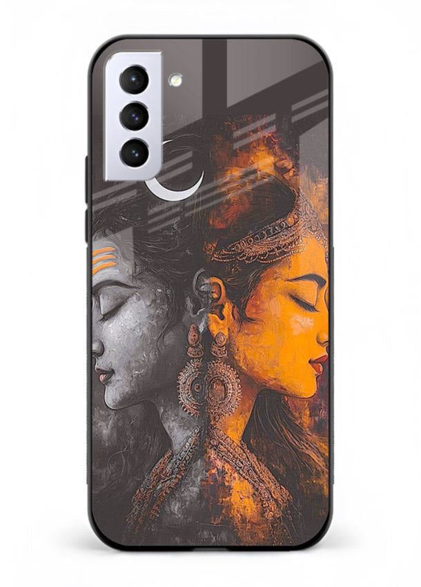 Shiva Parvati moon artwork Samsung S21 Plus glass back cover