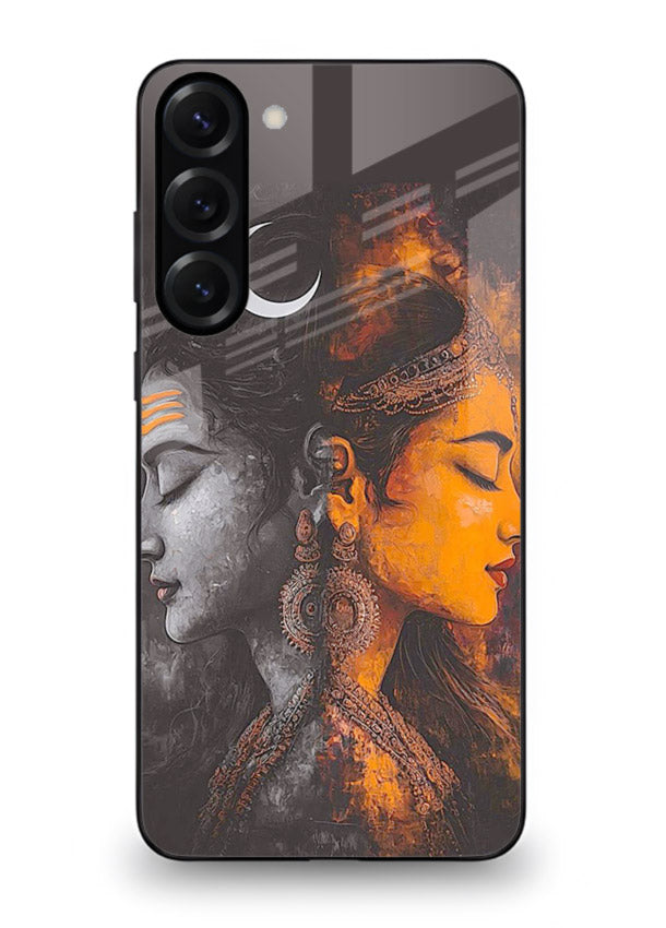 Shiva Parvati moon artwork Samsung S23 glass back cover