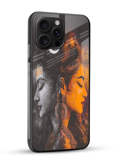 Shiva Parvati moon artwork glossy vibrant premium glass back cover - Angle Side