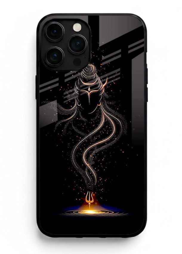 Shiva smoke form mystic art iphone 16 pro max glass spiritual dark theme case