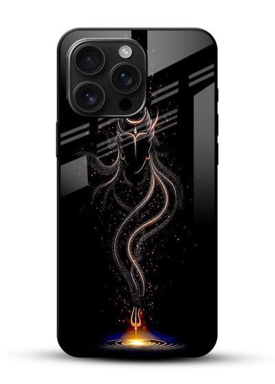 Shiva smoke form mystic art glossy vibrant premium glass spiritual dark theme case - Angle Front