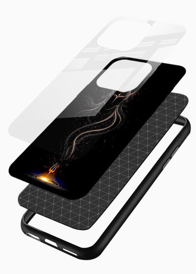 Shiva smoke form mystic art glossy vibrant premium glass spiritual dark theme case - Angle Layers