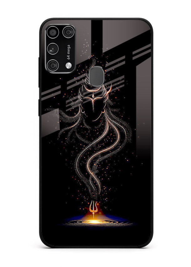 Shiva smoke form mystic art Samsung M31 Prime glass spiritual dark theme case