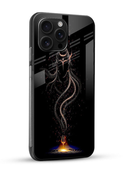 Shiva smoke form mystic art glossy vibrant premium glass spiritual dark theme case - Angle Side