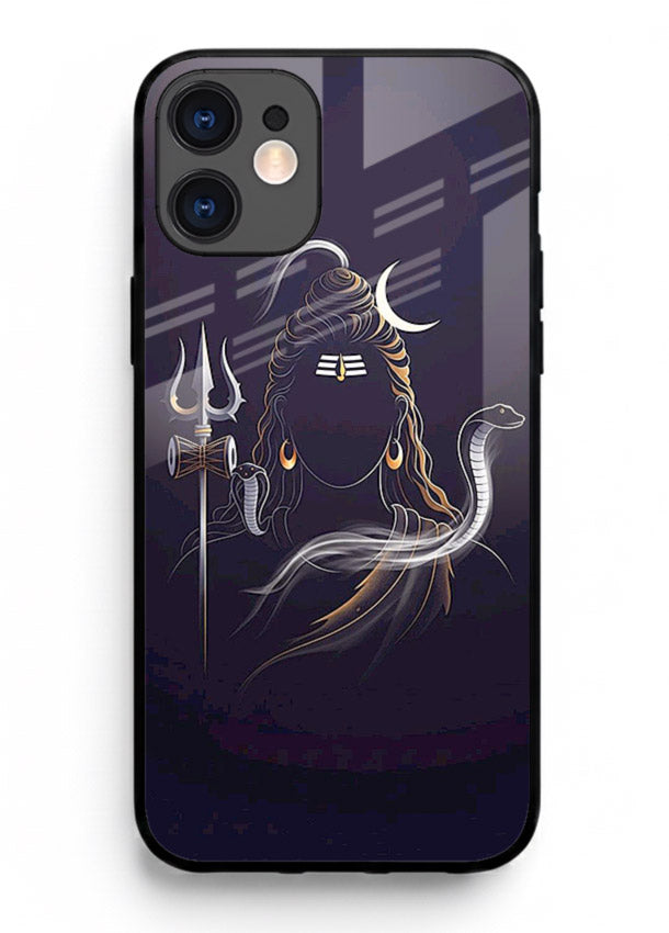 Shiva trishul dark power art iphone 12 mini bold devotional glass case